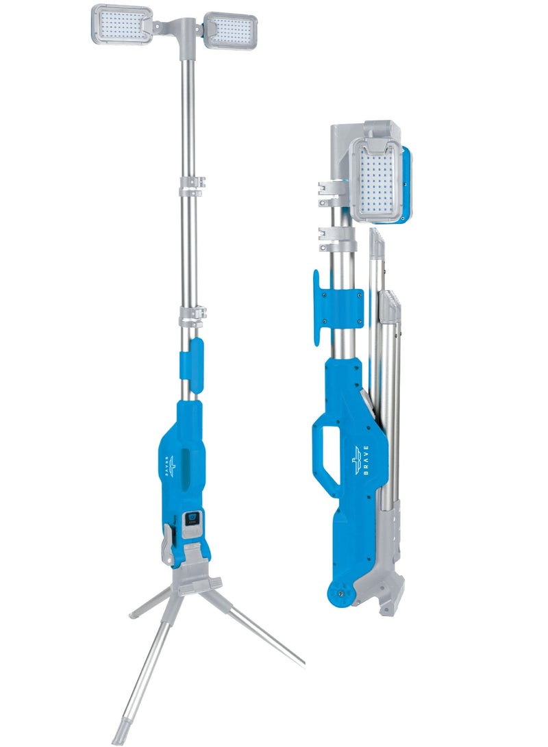 Brave BrightForce Pro 7000 Lumen Portable LED Light for Camping, Outdoor Work, and Worksites, Featuring a 2.15m Adjustable Tripod, Rechargeable 5200mAh Battery, USB-A & USB-C Ports, Rotatable Heads for Wide Coverage, and Long-Lasting, Efficient Illumination Anywhere - Image 1
