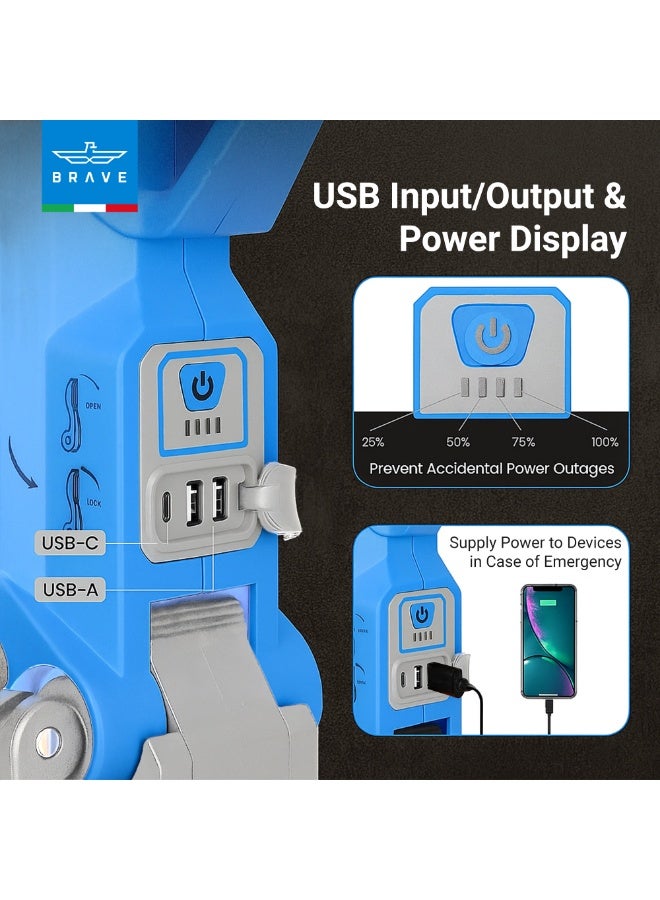Brave BrightForce Pro 7000 Lumen Portable LED Light for Camping, Outdoor Work, and Worksites, Featuring a 2.15m Adjustable Tripod, Rechargeable 5200mAh Battery, USB-A & USB-C Ports, Rotatable Heads for Wide Coverage, and Long-Lasting, Efficient Illumination Anywhere - Image 3