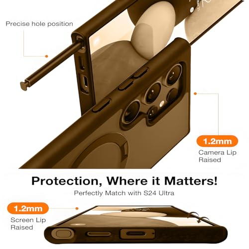 AIBEX Back Cover for Samsung S25 Ultra with OStand Ring Kickstand| Mag-Saf Compatible Magnetic Metal Alloy Ring| Wireless Charging| Slim Thin Scratch Resistant Armor|Shockproof Protective Case - Brown - Image 2