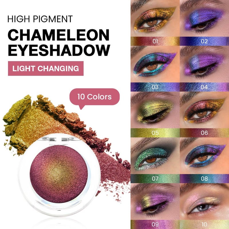evpct Rose Red Gold Shimmer Sparkle Chameleon Duo Chrome Multichrome Gothic Iridescent festival Eyeshadow Palette, Single Mini Eye Shadow Palette Makeup for Older Women, Glitter Eyeshadow Stick, 01 - Image 2