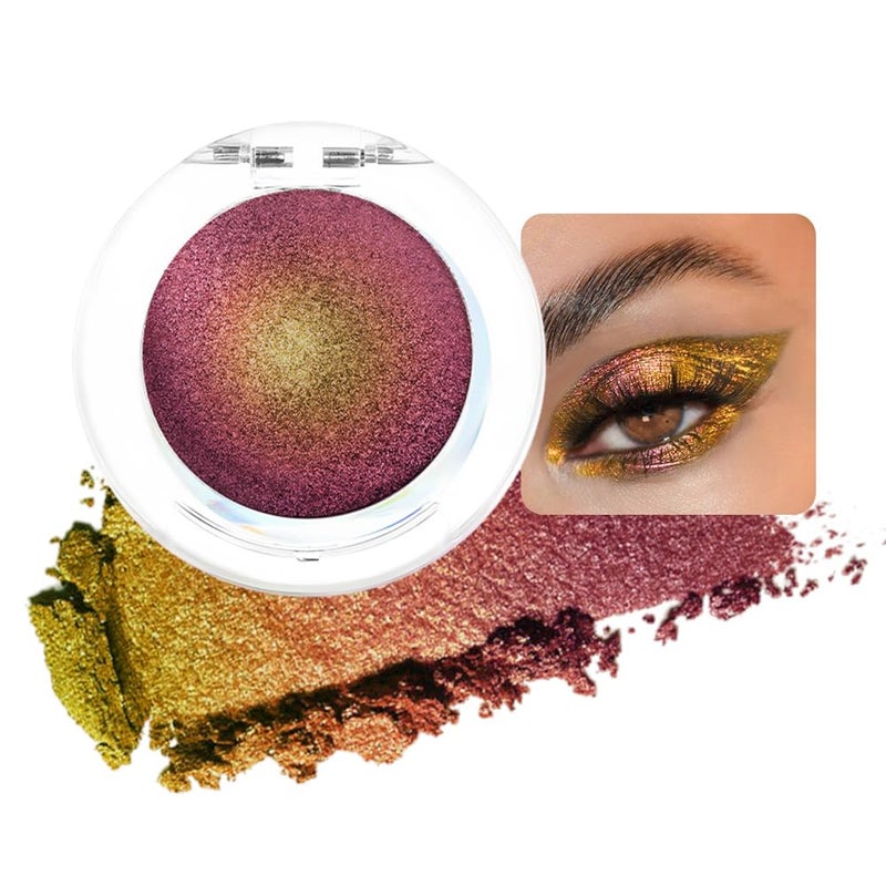 evpct Rose Red Gold Shimmer Sparkle Chameleon Duo Chrome Multichrome Gothic Iridescent festival Eyeshadow Palette, Single Mini Eye Shadow Palette Makeup for Older Women, Glitter Eyeshadow Stick, 01 - Image 1