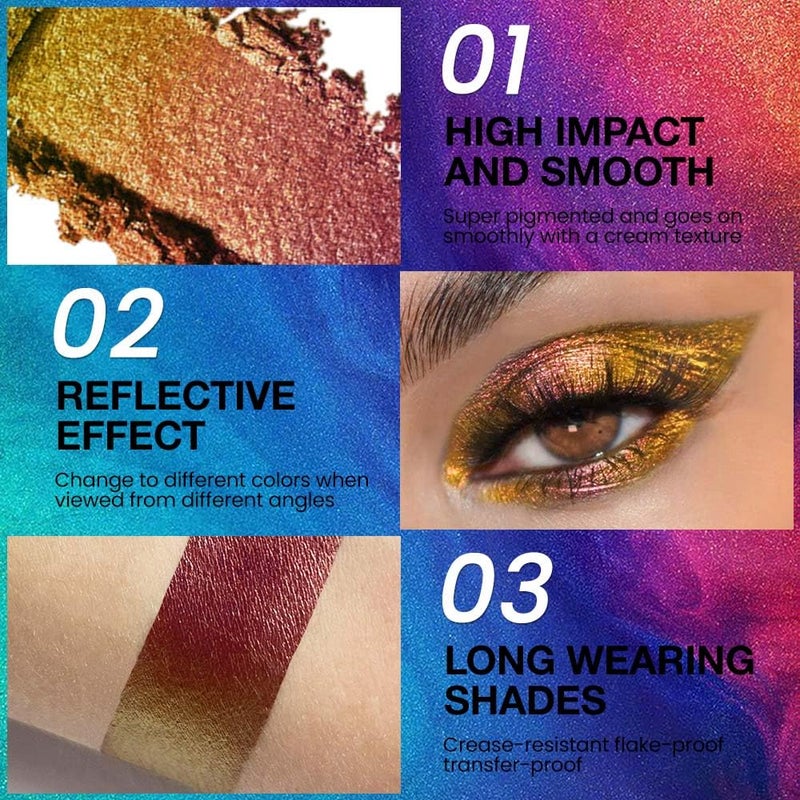 evpct Rose Red Gold Shimmer Sparkle Chameleon Duo Chrome Multichrome Gothic Iridescent festival Eyeshadow Palette, Single Mini Eye Shadow Palette Makeup for Older Women, Glitter Eyeshadow Stick, 01 - Image 5