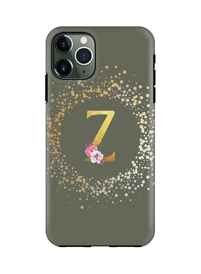 Stylizedd Monogram Tough Series for Apple iPhone 11 Pro Custom Initials Floral Pattern Tough Pro Dual Layer hybrid PC inner TPU protection Alphabet- Z (Olive Green) - Image 1