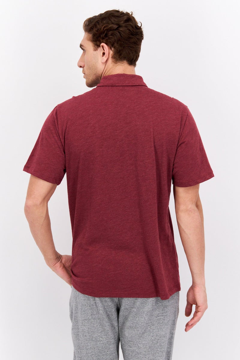 Hurley Men Sportswear Fit Brand Logo Training Polo Shirts, Maroon - Image 3