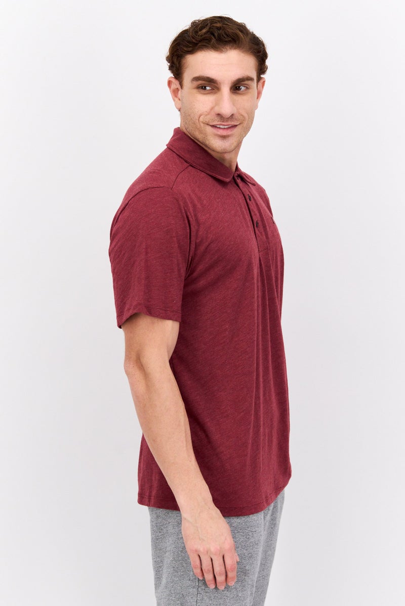 Hurley Men Sportswear Fit Brand Logo Training Polo Shirts, Maroon - Image 2