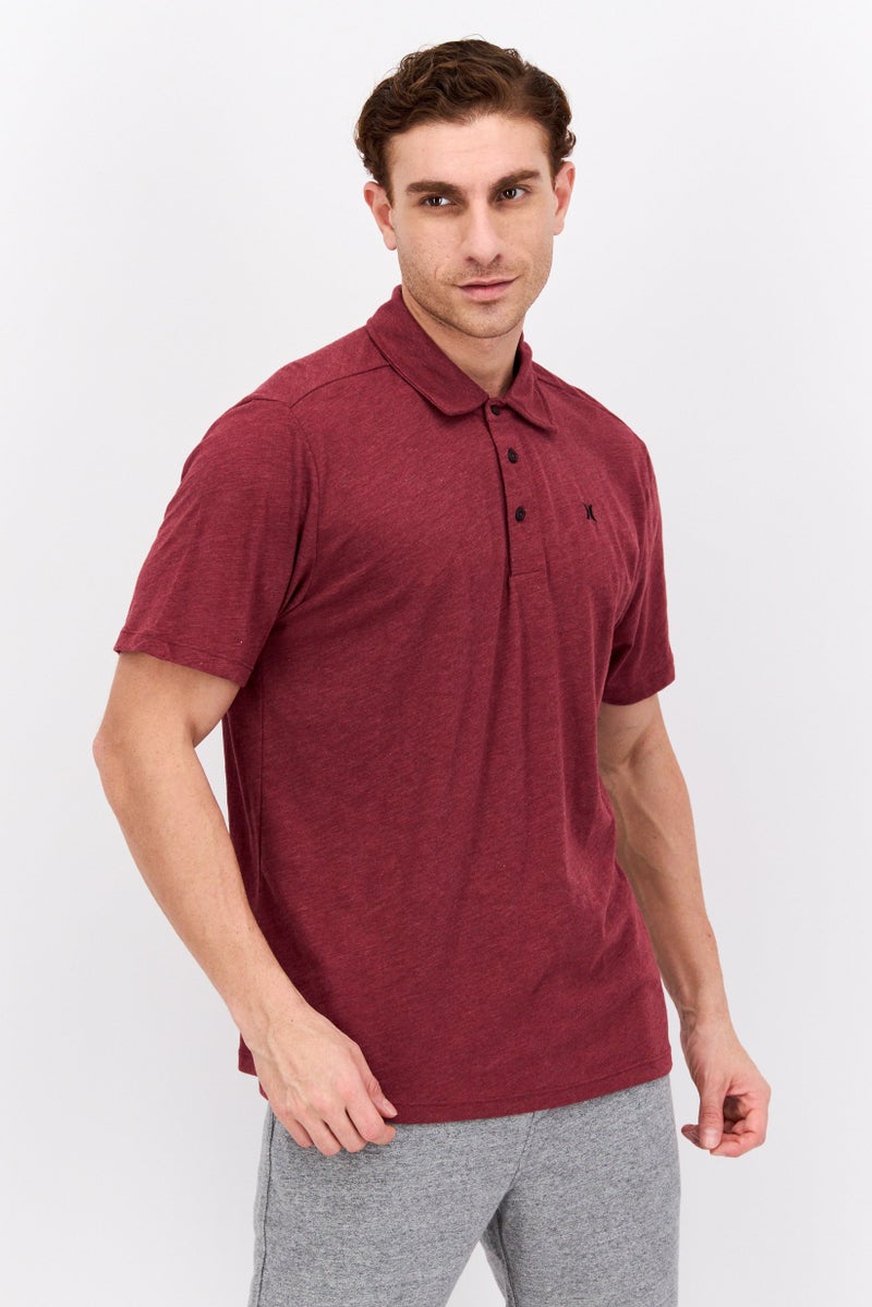 Hurley Men Sportswear Fit Brand Logo Training Polo Shirts, Maroon - Image 1