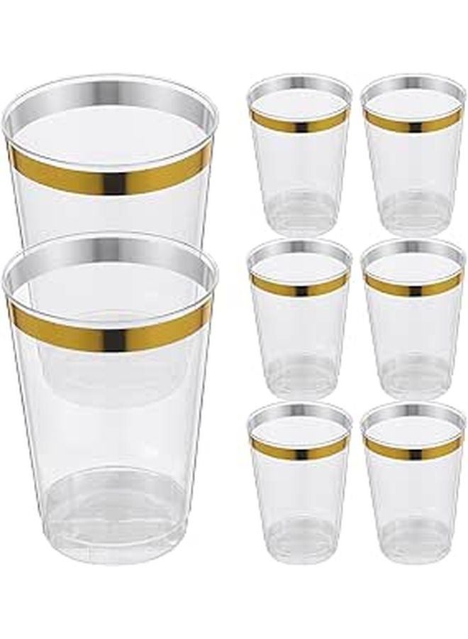 Elegant Gold Rimmed Plastic Cups 8pcs Sturdy Flutes For Wine Cocktails Party - Image 1