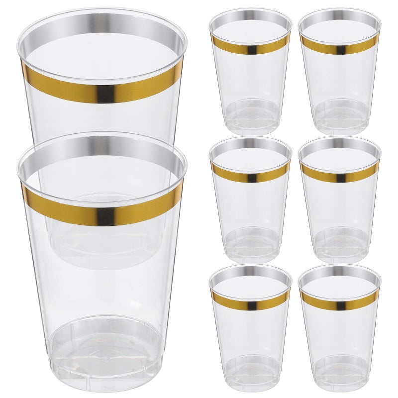Elegant Gold Rimmed Plastic Cups 8pcs Sturdy Flutes For Wine Cocktails Party - Image 2