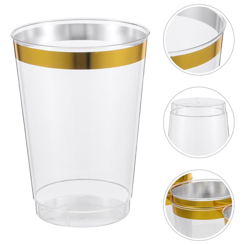 Elegant Gold Rimmed Plastic Cups 8pcs Sturdy Flutes For Wine Cocktails Party - Image 4