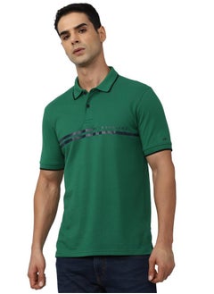 Peter England Peter England Men's Everyday Solid Regular Fit Polo | Cotton Rich | Premium Pique Weave Olive  - Image 1