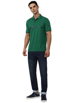 Peter England Peter England Men's Everyday Solid Regular Fit Polo | Cotton Rich | Premium Pique Weave Olive  - Image 2