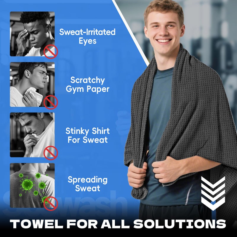 SOOWASH Microfiber Gym Towels for Showering Working Out Quick Dry Large Sizes Lightweight Gym Towel for Men Women Tennis Sports Towels for Body Hot Yoga (Black 27 X 55 inch) - Image 3
