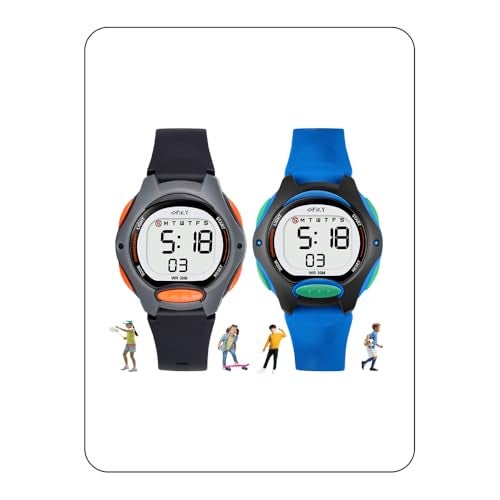 SPIKY Digital Sports Watch for Kids Combo (Black & Blue) | Multifunctional, Luminous Display & Alarm | Water-Resistant & Silicone Strap | Birthday Gift Wrist Watches for Boys & Girls | Age 2-14 Yrs | Pack of 2 - Image 1