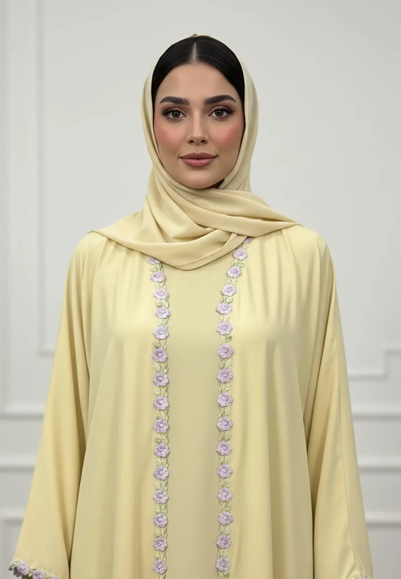 Nukhbaa Floral Trim Abaya | Nida Fabric-941