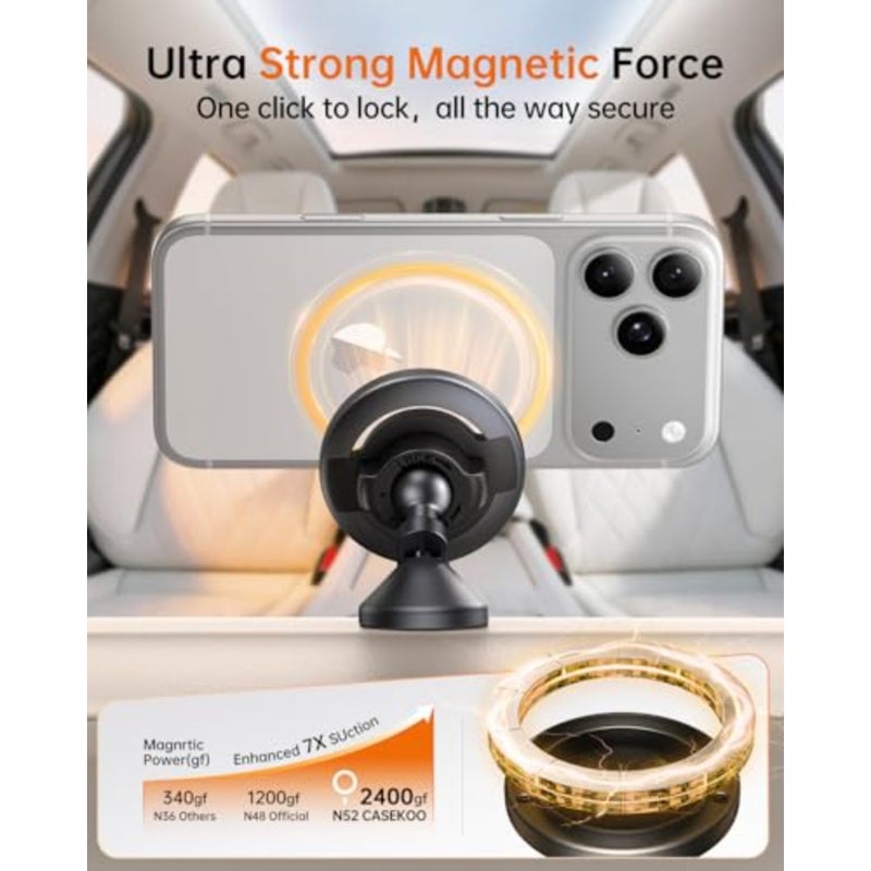 MagSafe Car Mount, Magnetic Car Phone Holder for Car Dashboard, 360° Rotating Strong Magnet Phone Mount with 3M VHB Adhesive, Compatible with iPhone 17/16/15/14/13/12 and MagSafe Cases - Image 5