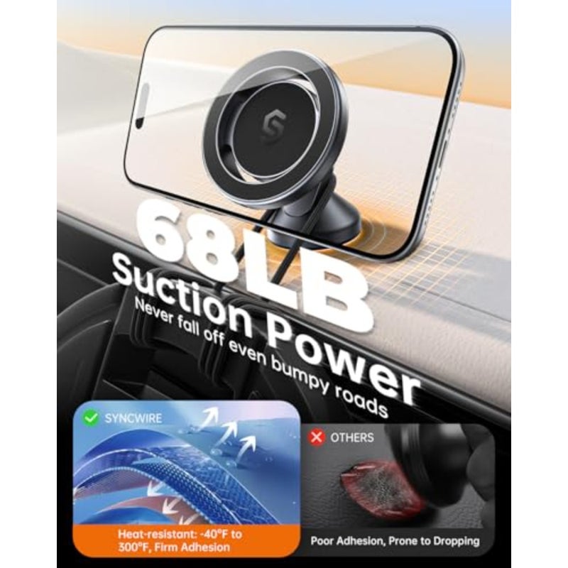 MagSafe Car Mount, Magnetic Car Phone Holder for Car Dashboard, 360° Rotating Strong Magnet Phone Mount with 3M VHB Adhesive, Compatible with iPhone 17/16/15/14/13/12 and MagSafe Cases - Image 4