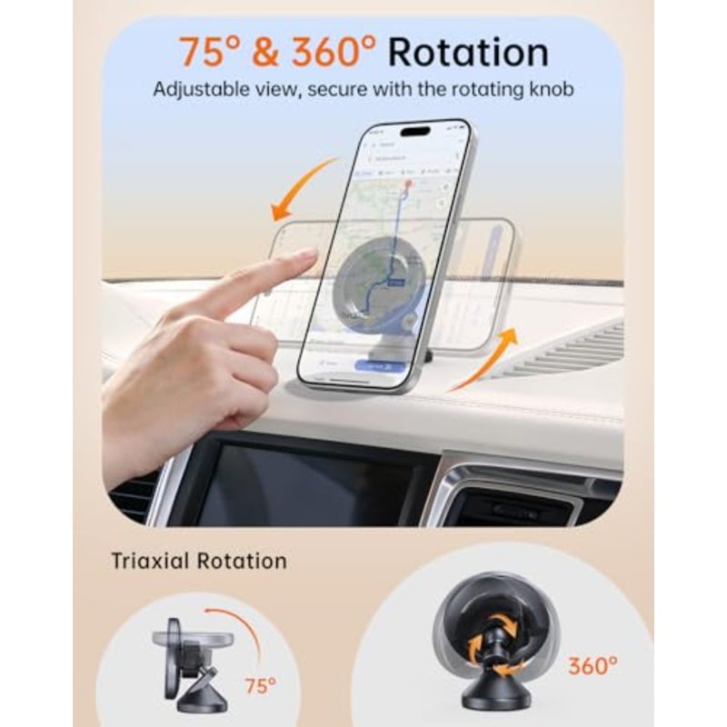 MagSafe Car Mount, Magnetic Car Phone Holder for Car Dashboard, 360° Rotating Strong Magnet Phone Mount with 3M VHB Adhesive, Compatible with iPhone 17/16/15/14/13/12 and MagSafe Cases - Image 2