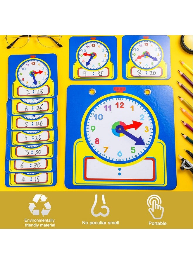 Junkin 25 Pcs Teaching Clock Kit, Clocks Practice Clocks For Kids Learning Time With Erasable Surface For Home School Classroom Supplies (Cute Style) - Image 4