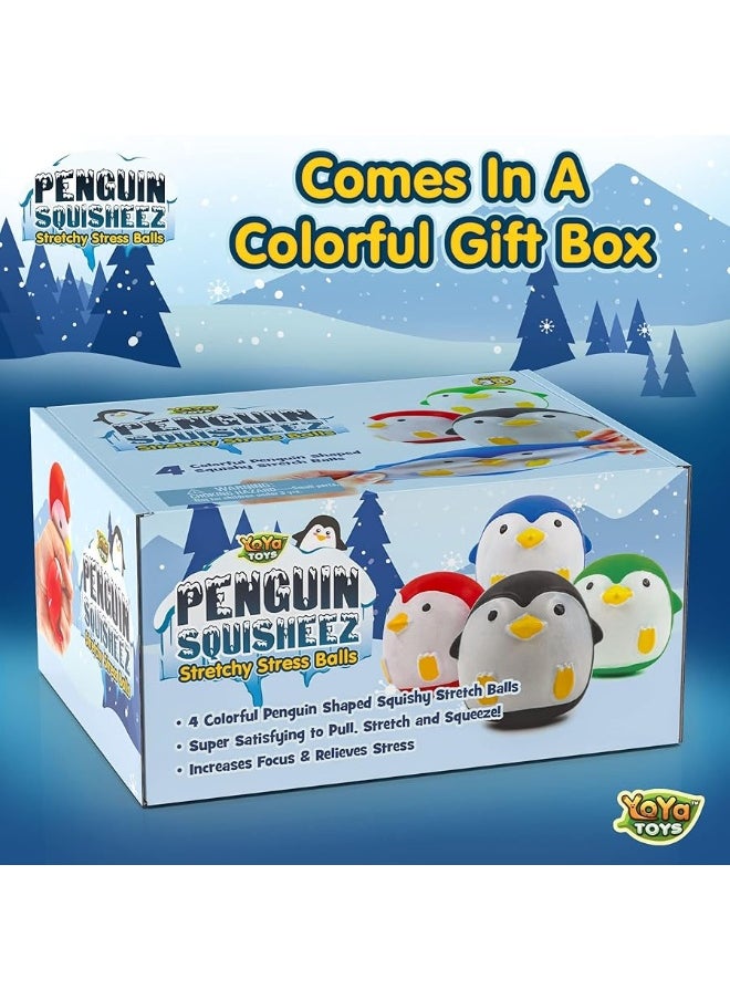 YoYa Toys YoYa Toys Penguin Squisheez Squishy Stress Relief Balls (Set of 4) | Stretchy Fidget Animal Shaped Toys for Boys, Girls & Adults | Stretch Penguin Squeeze Toy | Great for ADHD, Autism, Anxiety  - Image 1