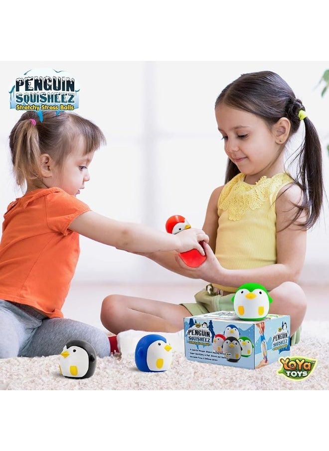 YoYa Toys YoYa Toys Penguin Squisheez Squishy Stress Relief Balls (Set of 4) | Stretchy Fidget Animal Shaped Toys for Boys, Girls & Adults | Stretch Penguin Squeeze Toy | Great for ADHD, Autism, Anxiety  - Image 2