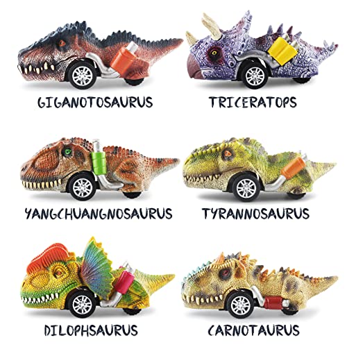DINOBROS Dinosaur Toys for Kids 3-5, Pull Back Dinosaur Cars for 3 4 5 6 7 Year Old Boys Girls 6 Pack Dino Toys Gifts for Toddlers - Image 5