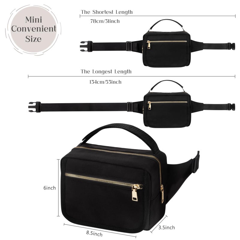 printe Small Diaper Bag with Portable Changing Pad, Crossbody Diaper Bag Pack with Wipes Pocket, Women Waist Bag for Travel, Stroller Diaper Bag, Black - Image 4