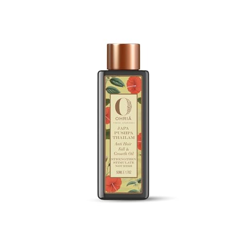 Ohria Ayurveda Japa Pushpa Thailam Hair Oil | Ayurvedic Herbal Blend with Neelibringadi Oil | Supports Hair Strength and Nourishment | For All Hair Types – 50ml - Image 1