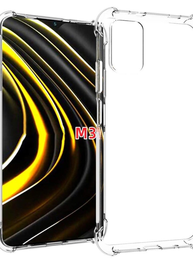USTIYA for Xiaomi Mi Poco M3 Case Clear TPU Four Corners Cover Transparent Soft funda - Image 1