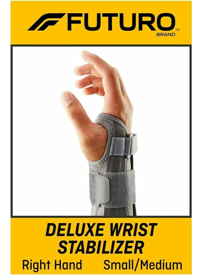 Futuro Deluxe Wrist Stabilizer Right Hand S/M size, 1 unit/pack | Grey color | 09090ENT | Helps relieve pain symptoms | Firm support | Wrist support - Image 2