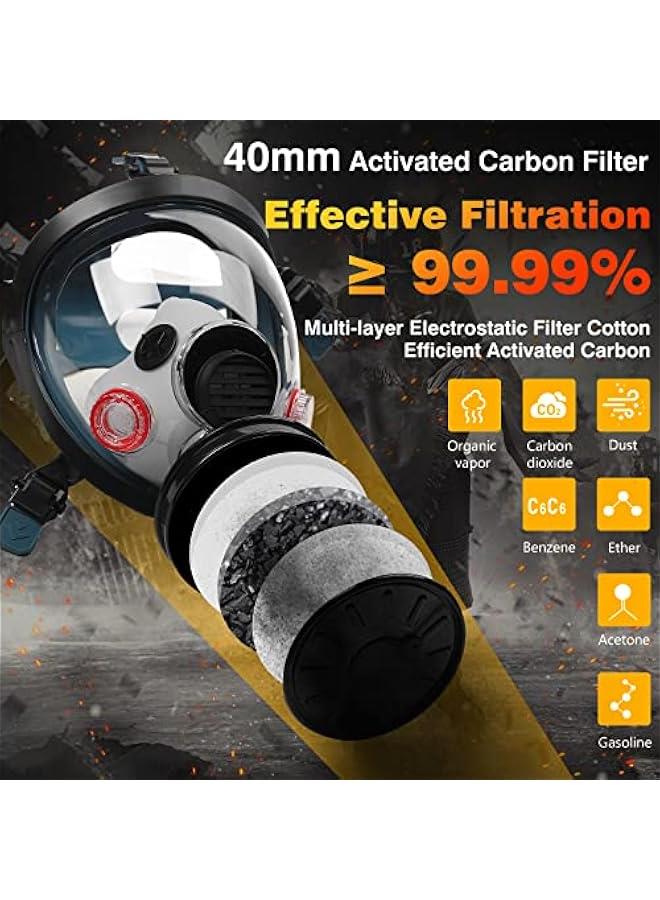 Arabest Full Face Gas Mask for Survival, Nuclear With 40mm Activated Carbon Filter, Reusable Silicone Respirator - Protection Against Gases, Organic Vapor, Chemicals & Particulates. 1 Year Warranty included. - Image 4