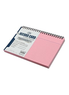FIS Ruled Record Card 180 Gsm 8X5 Inch Double Loop Spiral 50 Sheets Pink -FSIC85-180SPPI