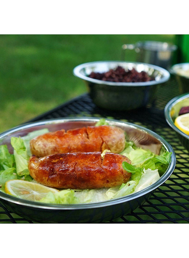 CLS 22PCS Portable Dinner Plates, Camping Tableware Set, Polished Stainless Steel Bowls Soup Pots, with Storage Bag, for Outdoor Cooking Camping Picnic Barbecue  - Image 4