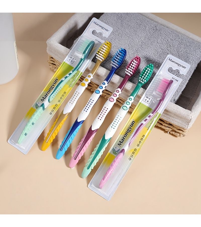 4pcs Assorted Colors Adult Hard Bristle Toothbrush Set For Home Oral Cleaning And Gum Care - Image 1