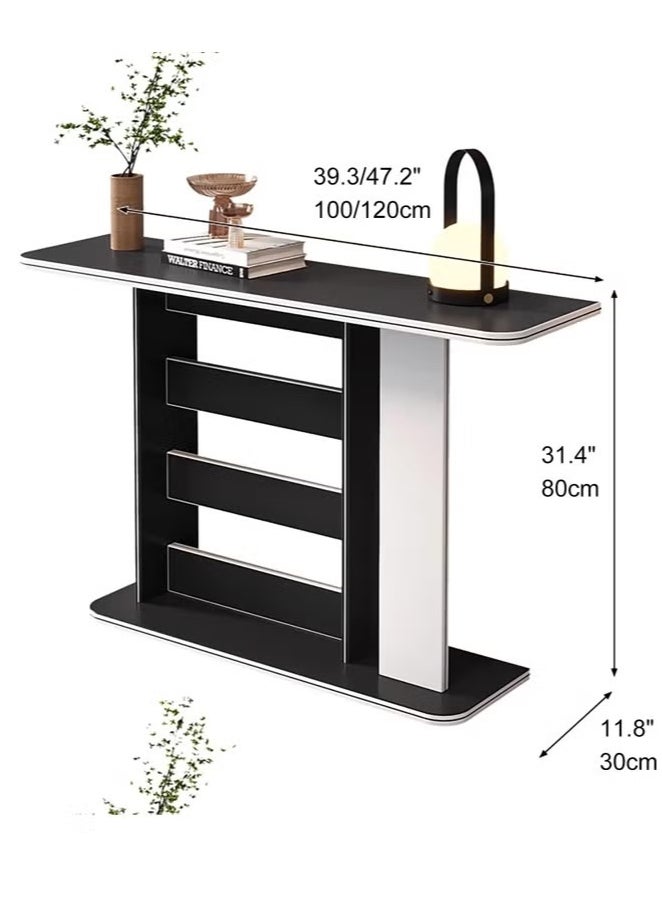 Generic Console Table, Entryway Table for Storage and Decoration, Narrow Wood Accent Tables with Storage Shelves, Narrow Sofa Table Behind The Couch, for Hallway, Living Room, Entrance(White,47.2"/120cm)  - Image 2