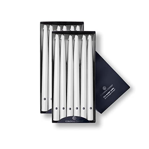 Colonial Candle Unscented Taper Candle, Handipt Collection, White, 12 In, Pack of 12 - Up to 10 Hours Burn - Image 1
