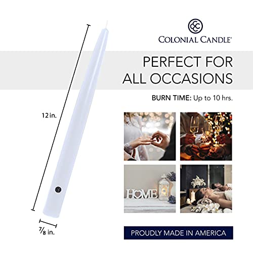 Colonial Candle Unscented Taper Candle, Handipt Collection, White, 12 In, Pack of 12 - Up to 10 Hours Burn - Image 3