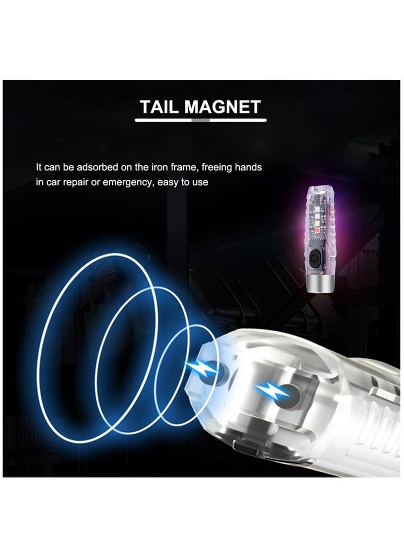 S12 Plus Mini LED Flashlights USB Rechargeable Small Keychain Flashlight with 11 Modes of Main  Side Light, Portable Pocket EDC Flash Light for Daily Using, Backpacking, Camping, Hiking, etc. - Image 3