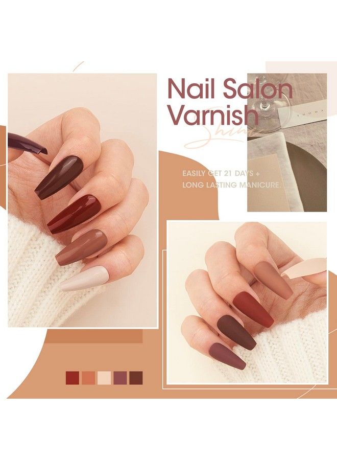Gellen Coffee Gel Nail Polish 6 Colors Solid Gel Polish Kit Brown Milky White Beige Colors Trendy Warm Nail Gel Polish Set Home Salon Diy Manicure Kit - Image 5