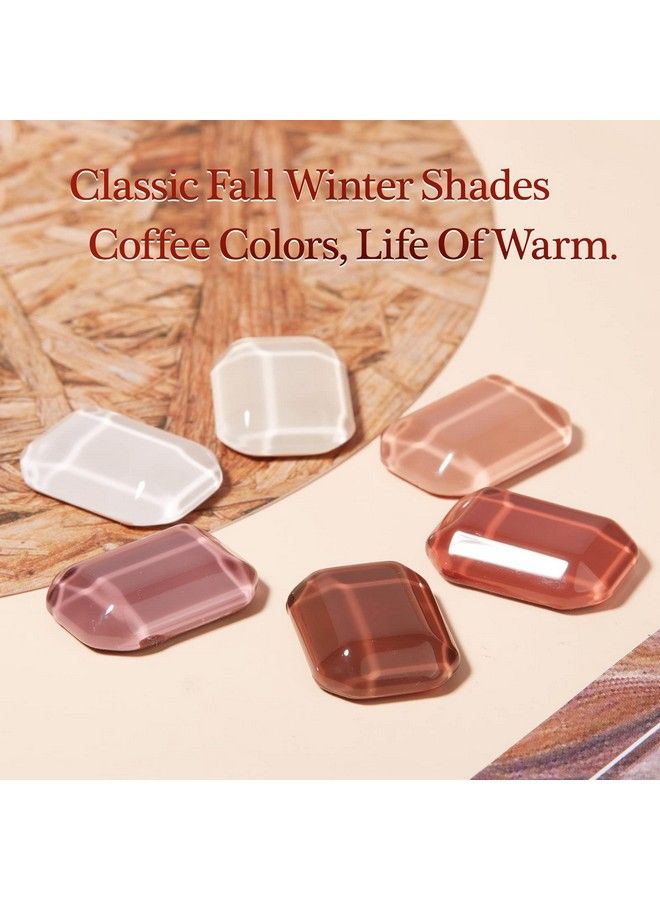 Gellen Coffee Gel Nail Polish 6 Colors Solid Gel Polish Kit Brown Milky White Beige Colors Trendy Warm Nail Gel Polish Set Home Salon Diy Manicure Kit - Image 4