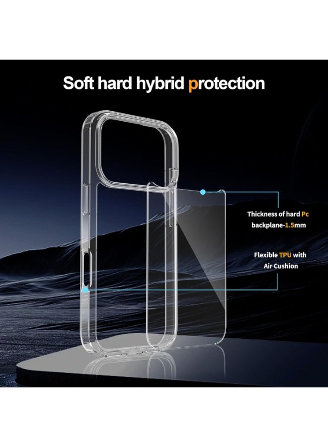 جراب شفاف كريستالي لهاتف iPhone 17 Pro Max مقاس 6.9 بوصة (2025)، [مضاد للاصفرار] ظهر صلب نحيف مقاوم للصدمات ومقاوم للخدش، مناسب للشحن اللاسلكي - Image 3