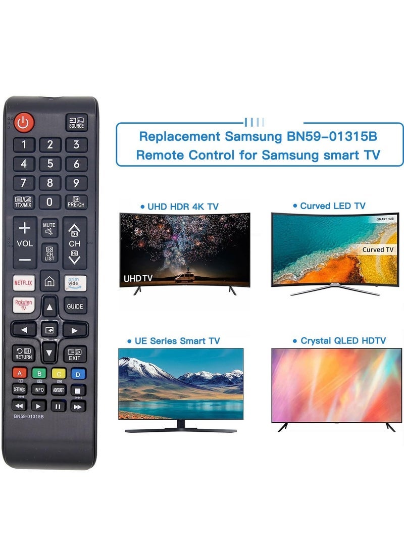 PopZa Replacement Samsung BN59-01315B Remote Control for Samsung smart TV 4K UHD HDR Crystal QLED UE Series Quantum TVs with Netflix, Rakuten Prime, Video Buttons with Battery - Image 3