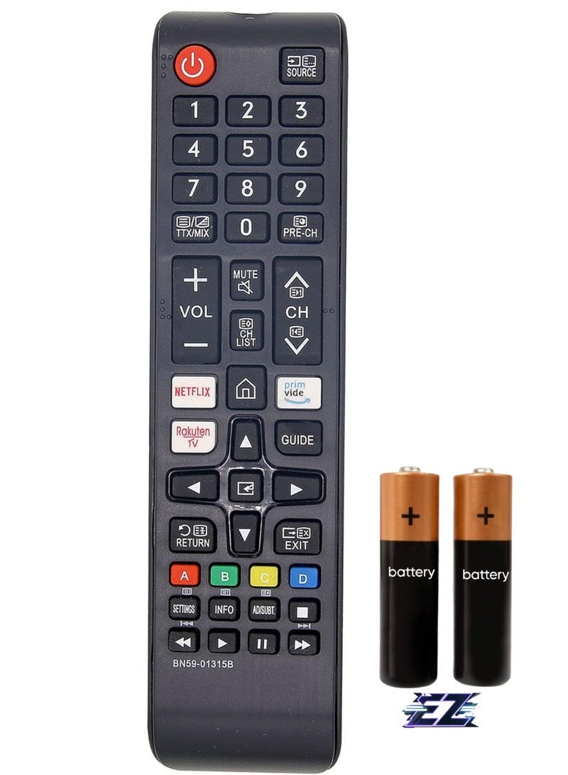 PopZa Replacement Samsung BN59-01315B Remote Control for Samsung smart TV 4K UHD HDR Crystal QLED UE Series Quantum TVs with Netflix, Rakuten Prime, Video Buttons with Battery - Image 1