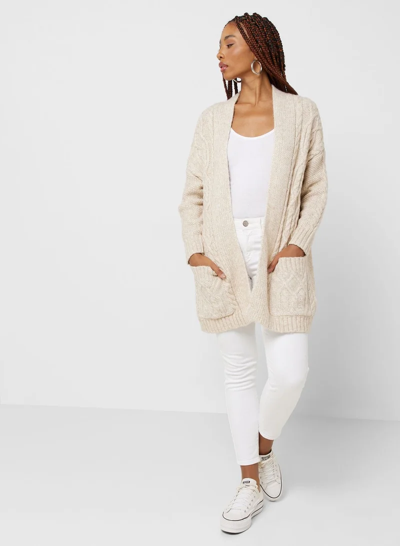 ONLY Pocket Detail Cable Knitted Cardigan
