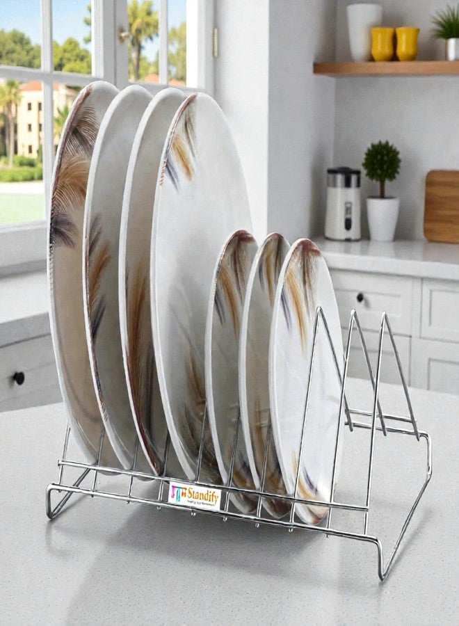 STANDIFY رف أطباق STANDIFY® 8 V Plate_G_Stnfy مصنوع من الفولاذ المقاوم للصدأ شديد التحمل، رف أطباق متعدد الأغراض للمطبخ، مناسب للحوض وسطح العمل. - Image 1