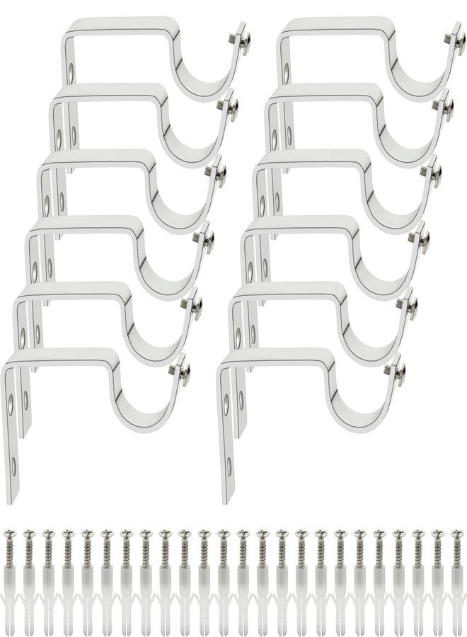 Natural Luxury Heavy Stainless Steel Curtain Support/SS Curtain Holders for Door and Window Curtain Rods with Screw and Wall plug. (12) - Image 1