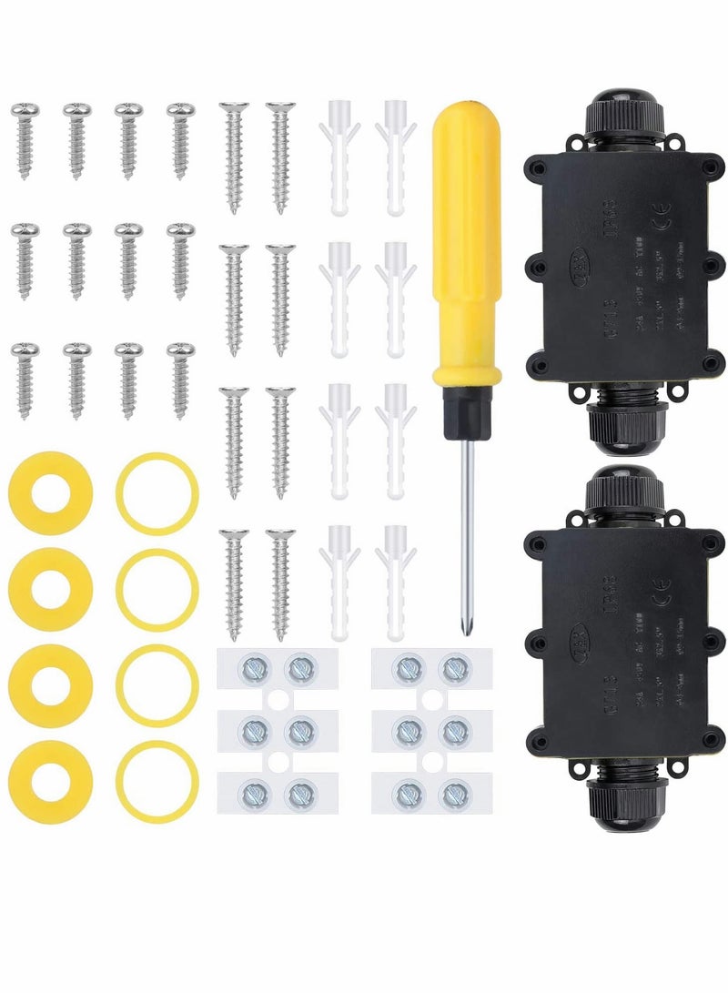 2pcs Waterproof IP68 External Junction Box Outdoor Wire Connectors 2 Way Plug Line M20 Coaxial Cable Connector Range 4 to 15mm - Image 1