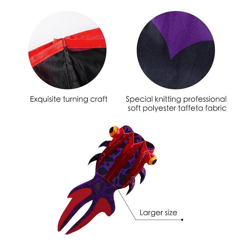 kizh Kite Giant 3D Goldfish Frameless Soft Parafoil Kites For Kids And Adults Easy Flyer Kite For Beach Park Garden Playground With 50M Line And 2 Kite Tail - Image 5