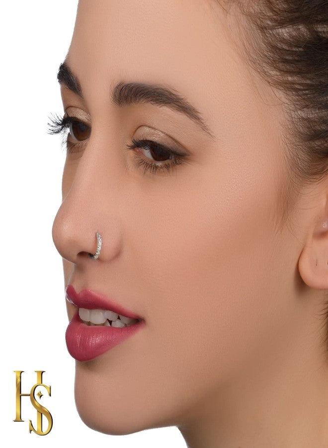 HighSpark 92.5 Sterling Silver Studded Nose Ring for Women | Simple & Elegant Nose Piercing for Women & Girls | Lovely Gift - Silver - Image 4