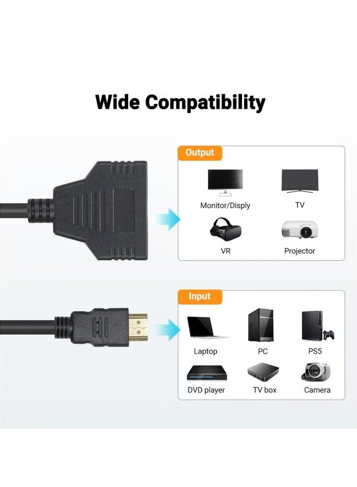 JAJEEK HDMI Splitter Adapter Cable 1 Male to 2 Female Connector – Dual Display HDMI Extension Cable for Full HD 1080p Video & Audio | 1 to 2 Way HDMI Duplicator for HDTV, LED, LCD, Projector, Monitor – High-Quality HDMI Port Splitter for Dual Screens - Image 5