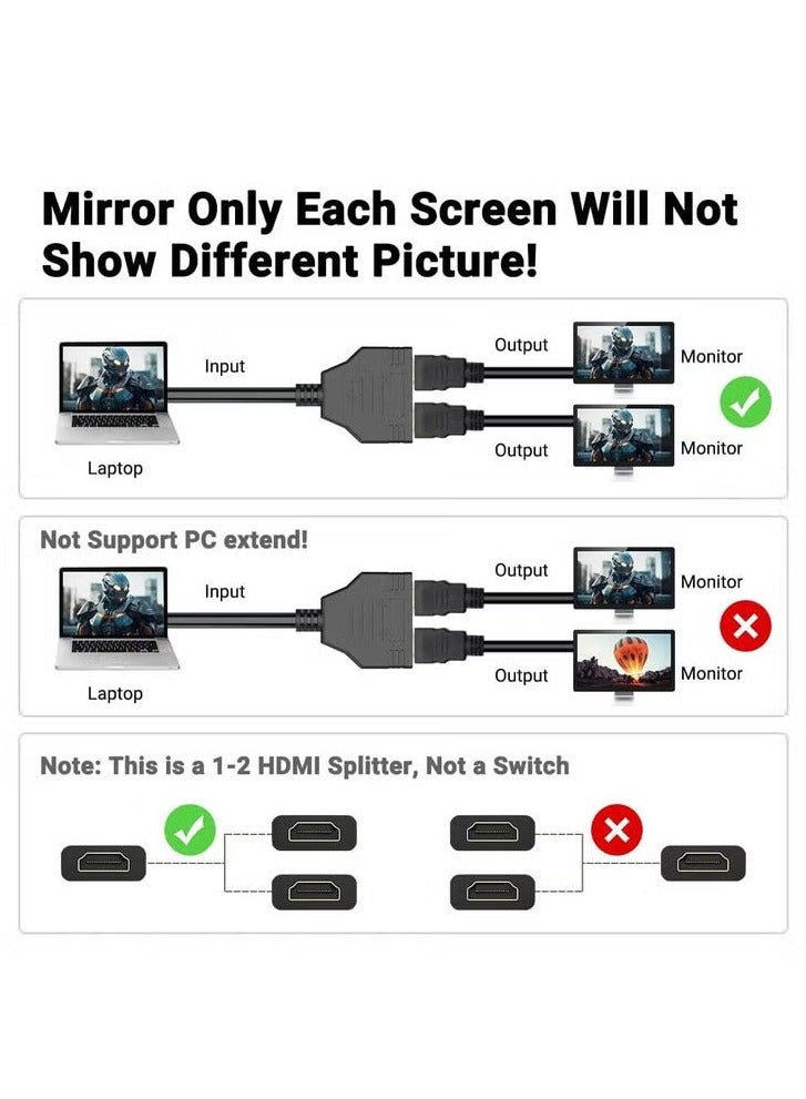 JAJEEK HDMI Splitter Adapter Cable 1 Male to 2 Female Connector – Dual Display HDMI Extension Cable for Full HD 1080p Video & Audio | 1 to 2 Way HDMI Duplicator for HDTV, LED, LCD, Projector, Monitor – High-Quality HDMI Port Splitter for Dual Screens - Image 4